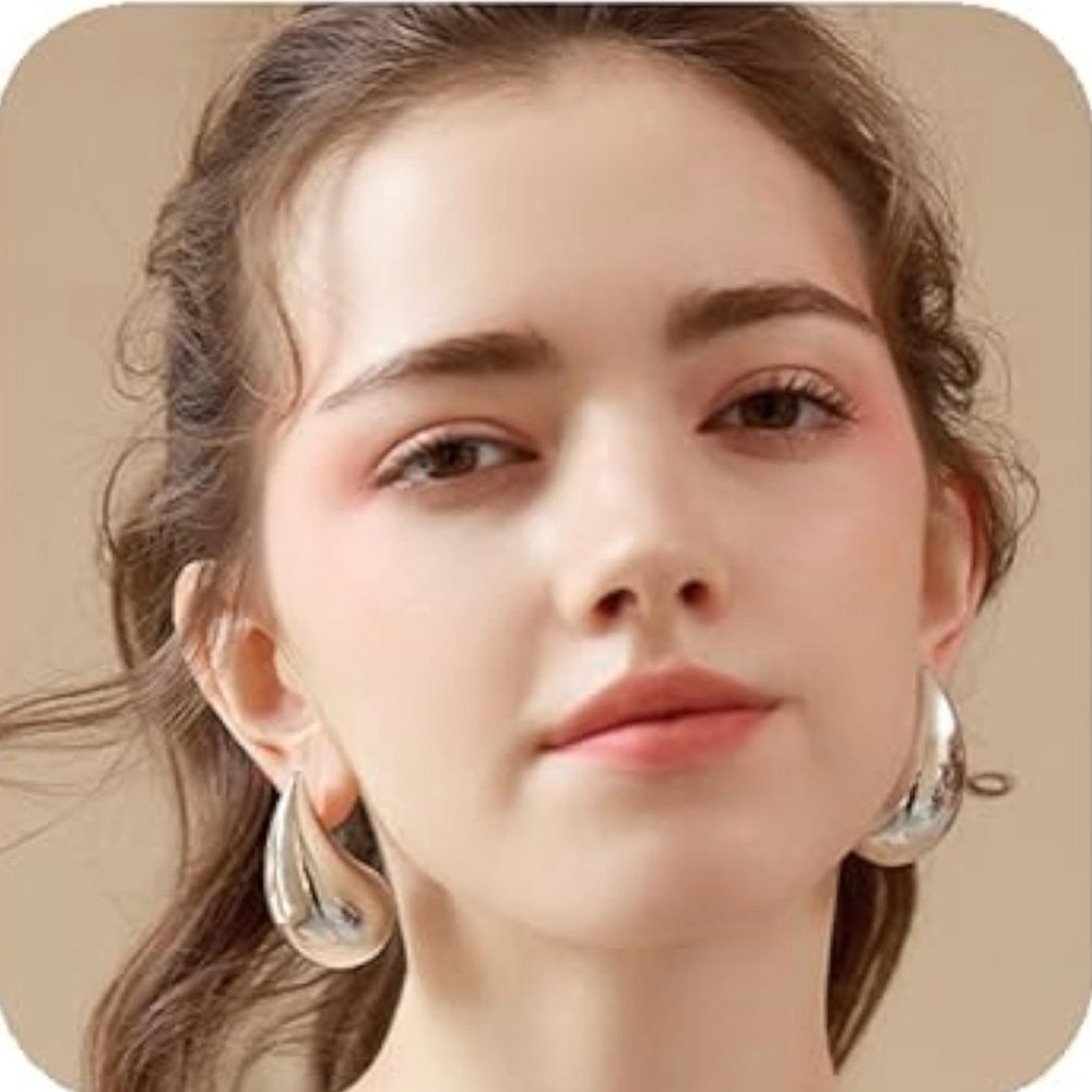 6 Pairs Of Large Silver Teardrop Earrings ~ Wedding Bridal Party Gifts ~ Favors